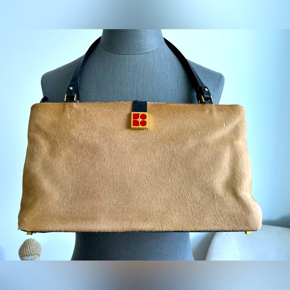 kate spade Handbags - Kate Spade Made in Italy Dot Noel Calf Hair Bag with Leather Straps Rare Vintage